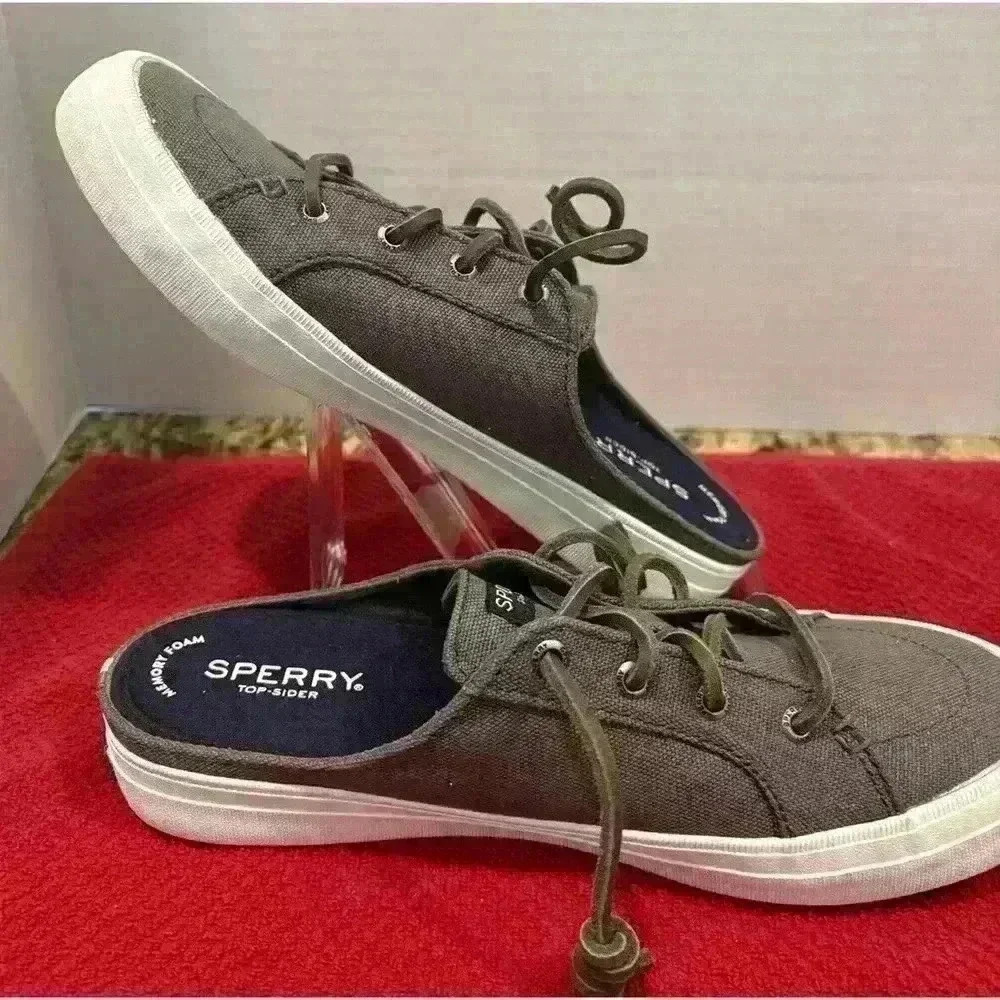 Sperry Womens Crest Vibe Gray Round Toe Slip On Mule Shoes Size 8